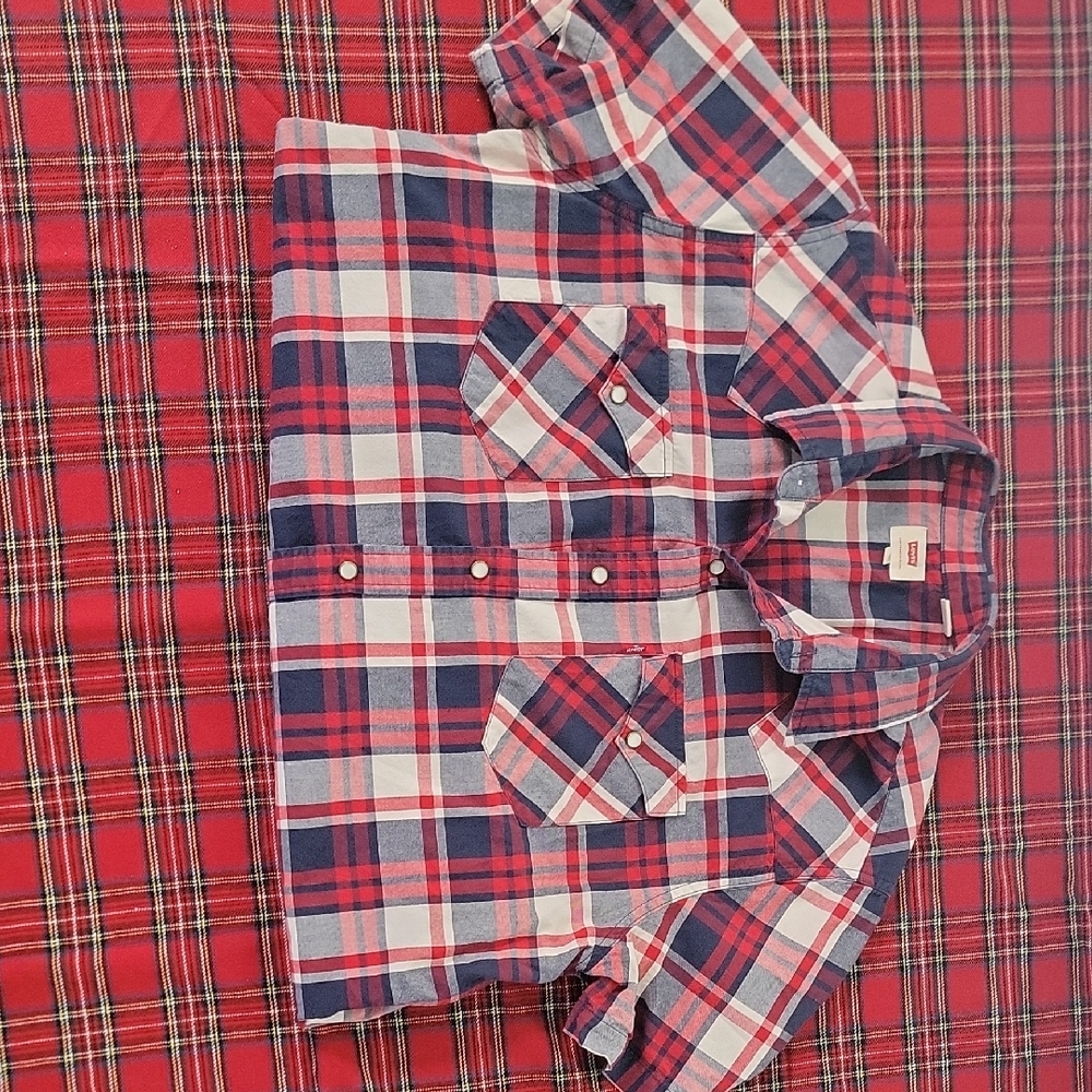 Levis Red and Blue Short Sleeve Western